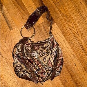 Kathy Van Zeeland Satin Y2K slouchy shoulder bag